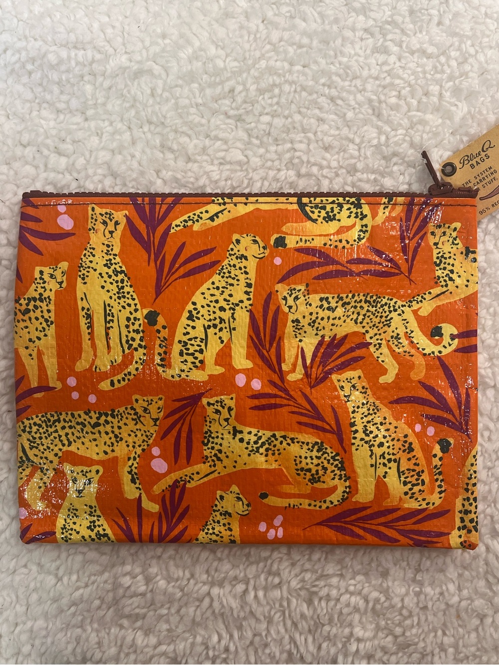 Blue Q Orange Leopard Print Zip Pouch - Picture 2 of 5